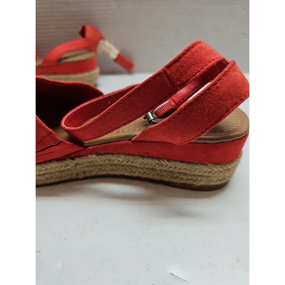 Lane Bryant Womens Coral Ankle Strap Wedge Espadrille Sandals 8W Platform